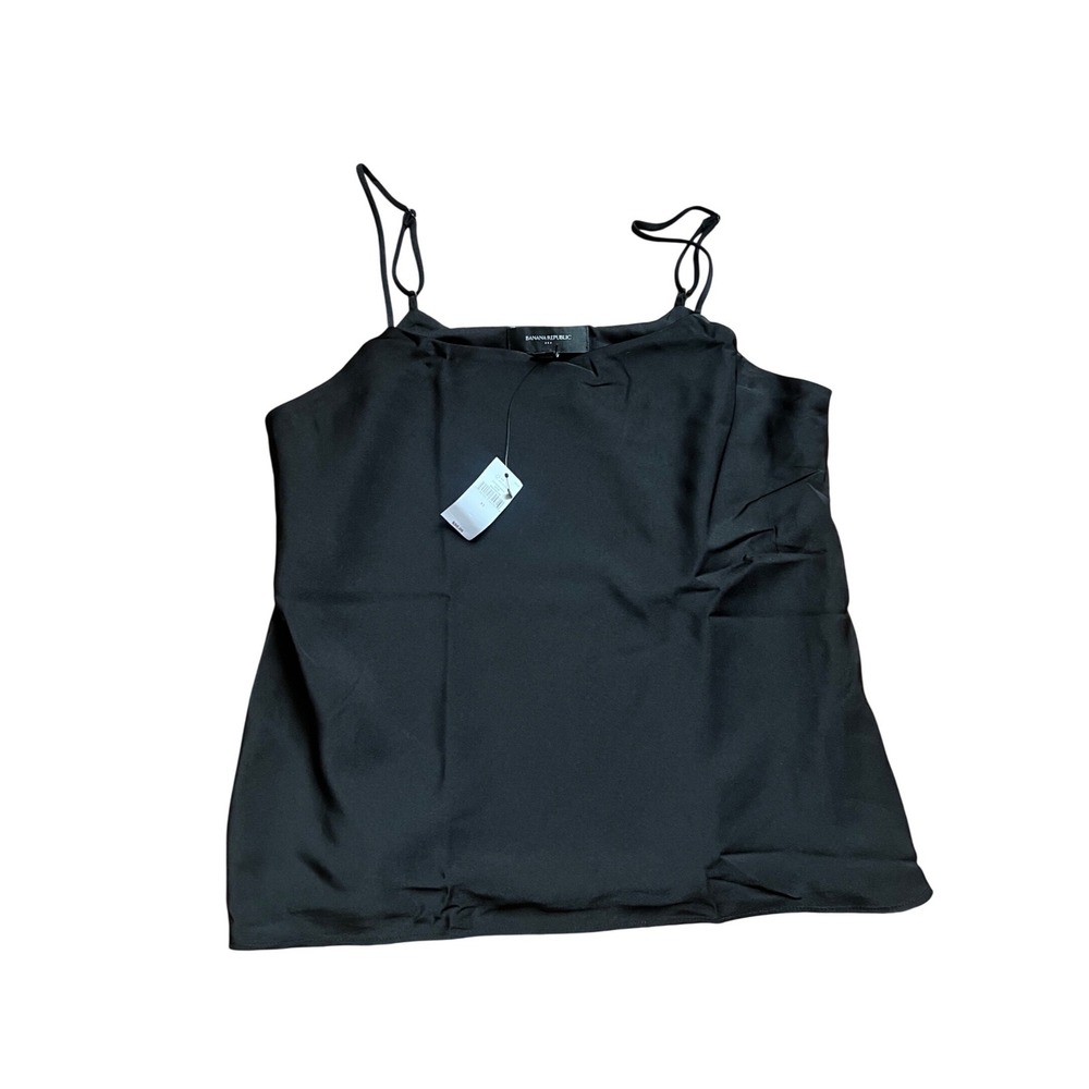 New Banana Republic Womens XS‎ Black Satin Camisole Adjustable Strap Lined Top